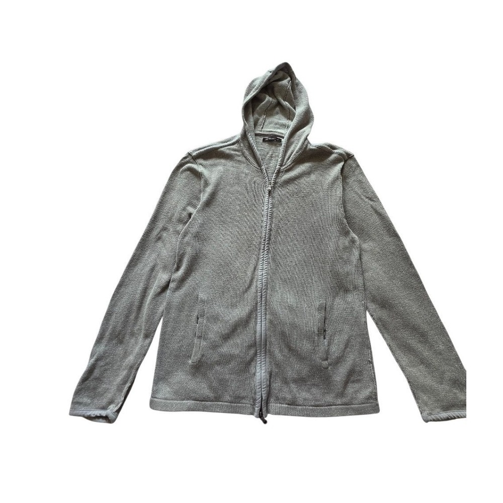 John Varvatos Quiet Luxury Old Money Cotton Gray Full Zip Hoodie sz XL